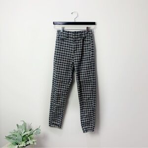 [American Eagle] Women's Plaid Print High Rise Stretch Mom Jeans